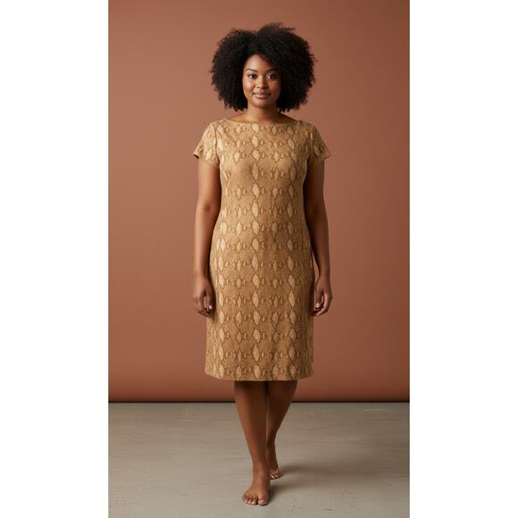 Lauren Ralph Lauren Dresses & Skirts - LAUREN Ralph Lauren Python Print Ponte Knit Sheath Dress XL Neutral